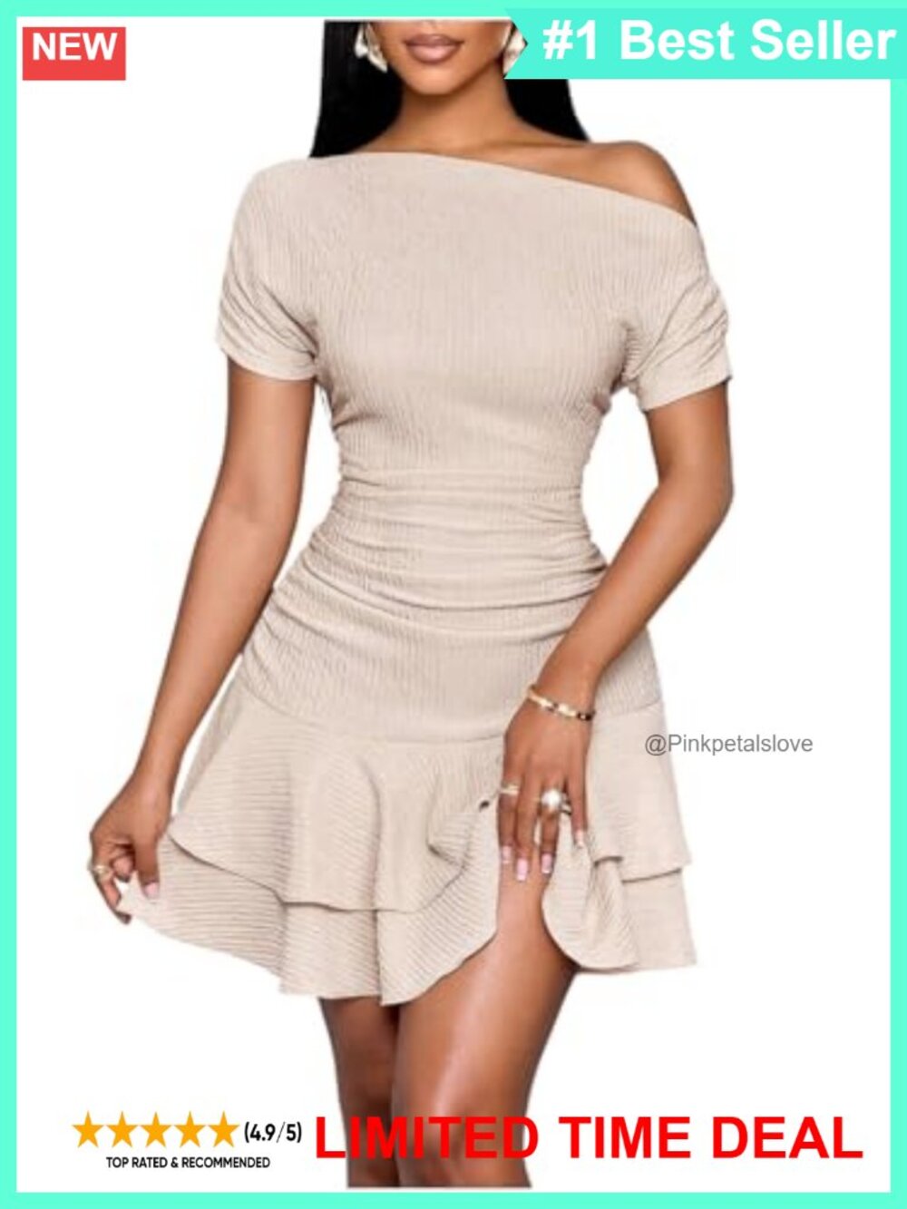 SOLY HUX Women's Off Shoulder Mini Dress Tiered Ruch